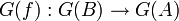 G(f) : G(B)\to G(A)